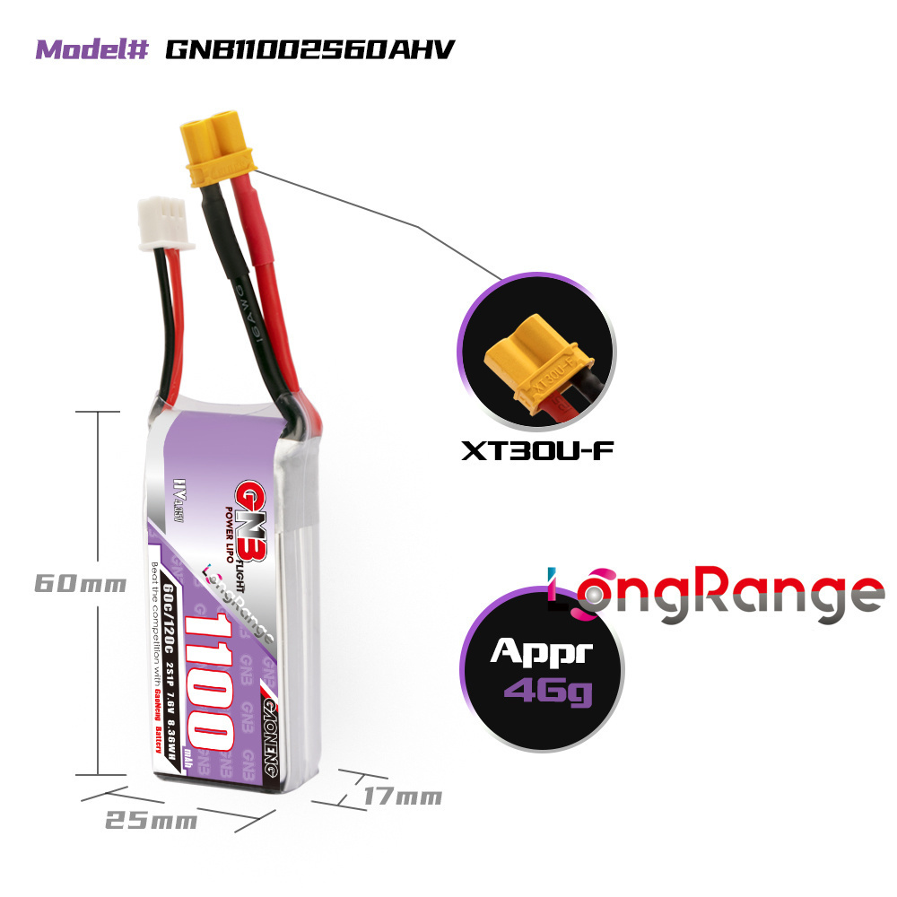 GNB 1100mAh 2S 3S 4S 6S 60C/12 - مراجعة Drone Battery Connector وسعره